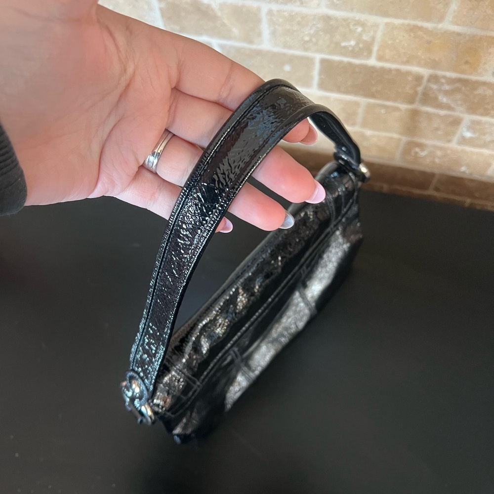 Coach Poppy Lyla Onyx Patent Leather Shoulder Bag - Picture 6 of 10